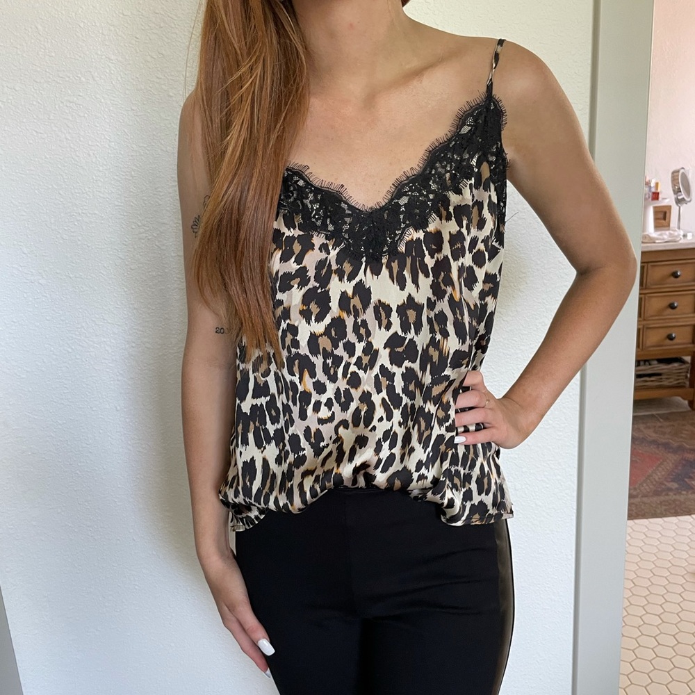 cheetah with black lace cami
